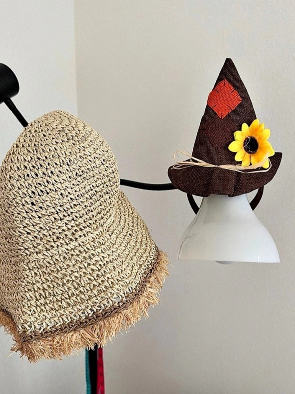 Mother And Child Scarecrow Hats Lot Fun Halloween Sunflower Accent Fall Season